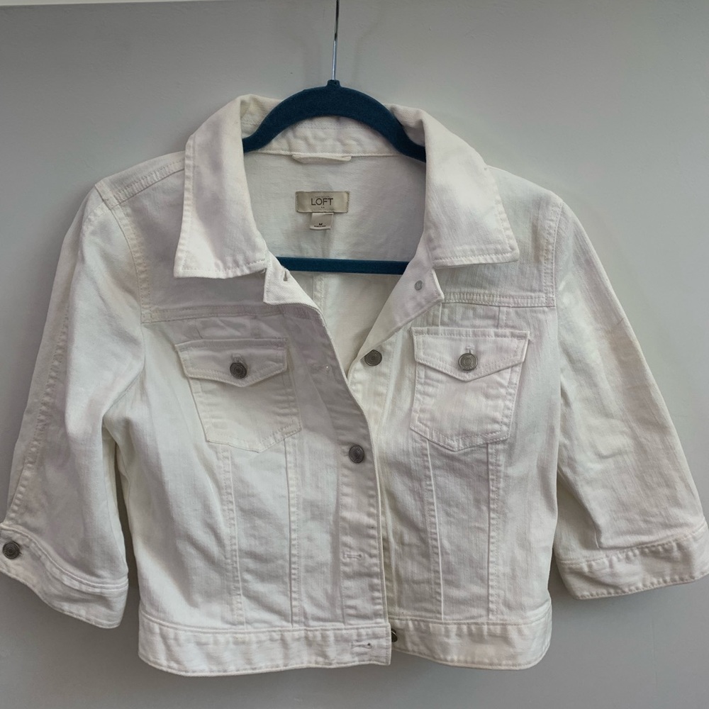 White wash denim jacket LOFT